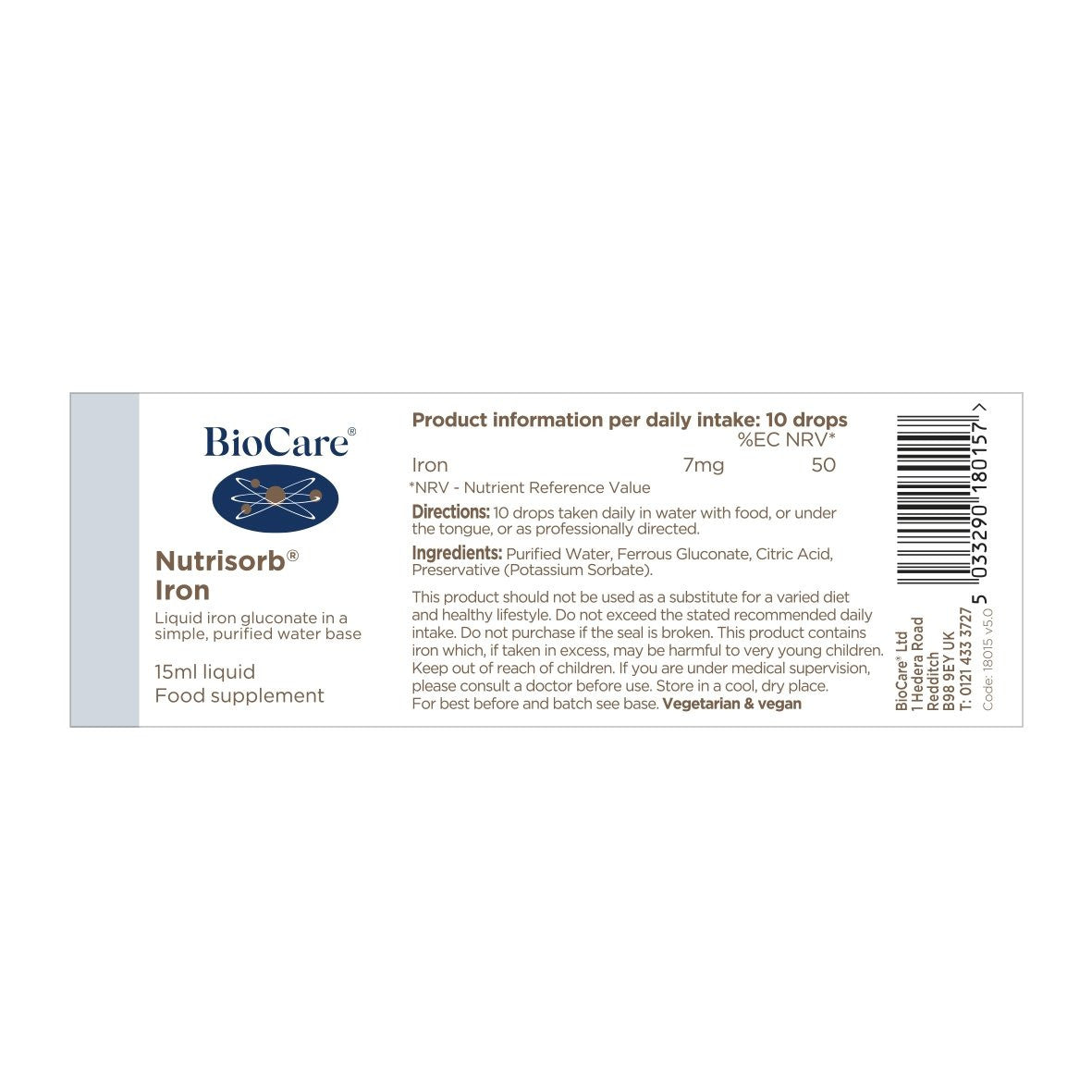 Minerales - Nutrisorb Hierro liquido 15ml