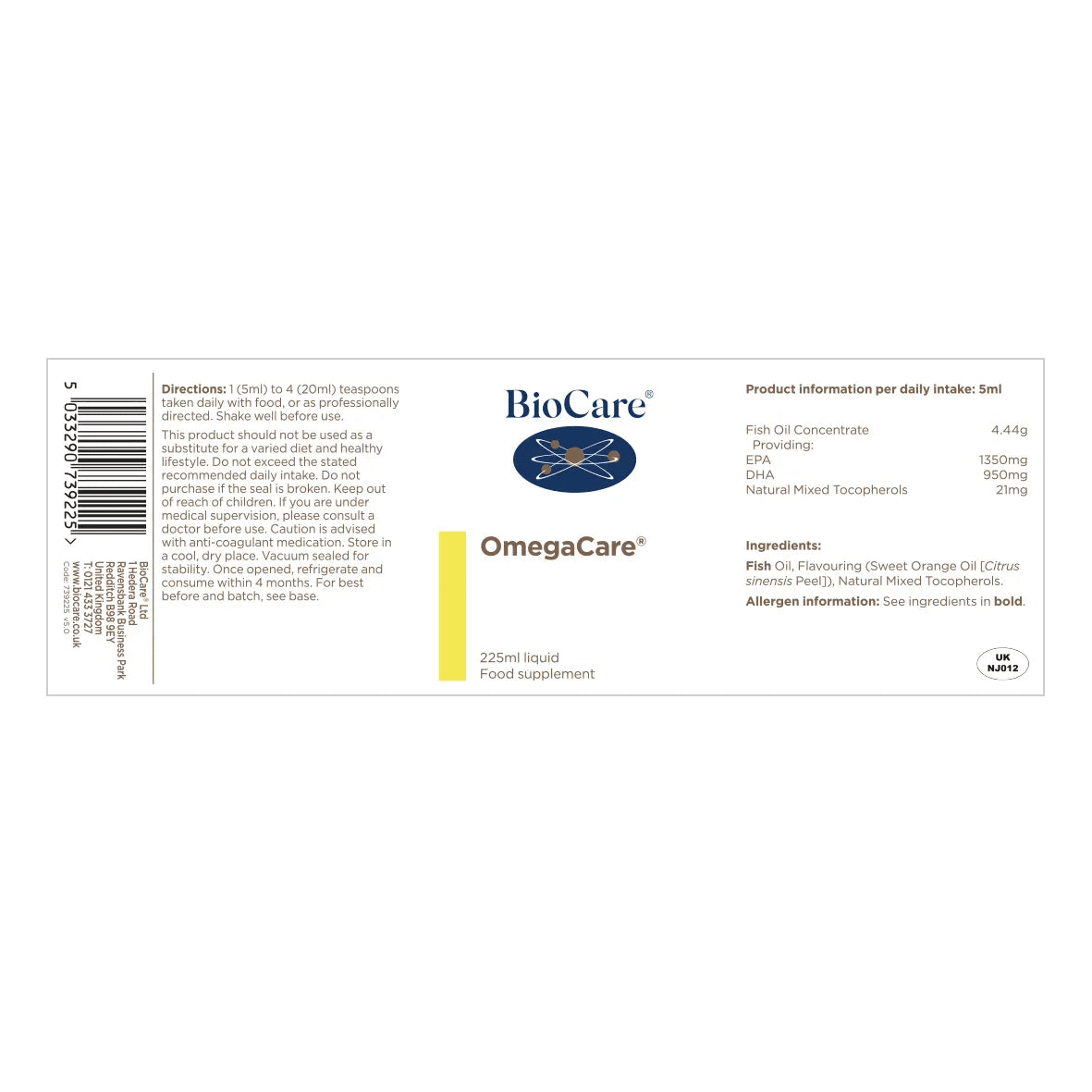 Omega 3 - OmegaCare - Aceite de pescado 225ml